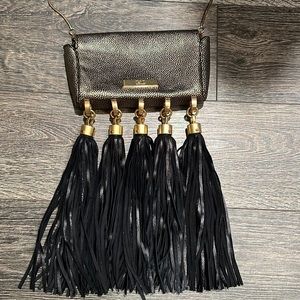 Evening purse pebbled leather ( black and gold)